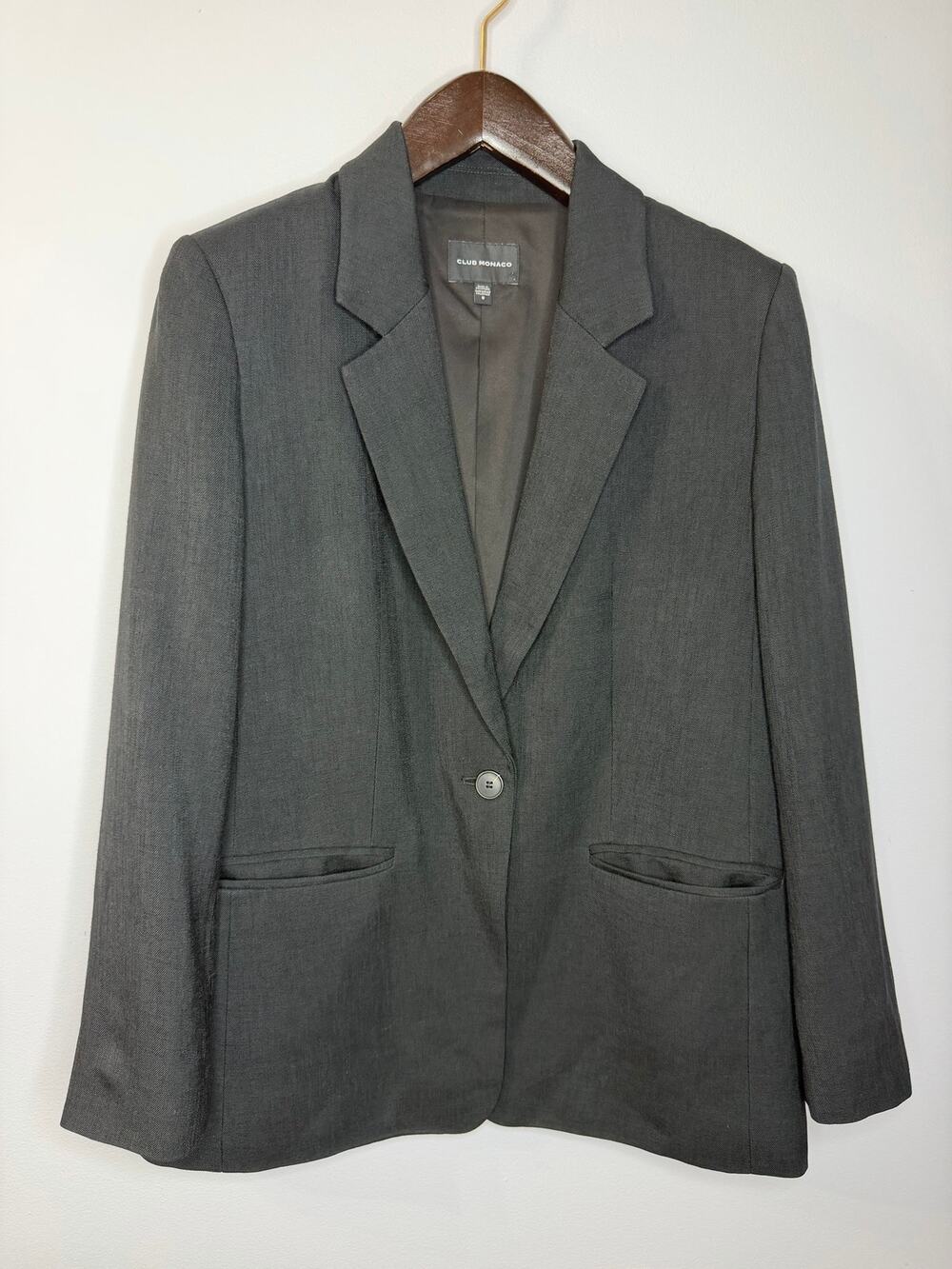 Club Monaco Linen Bland Blazer Classic Relax Black Women's 8